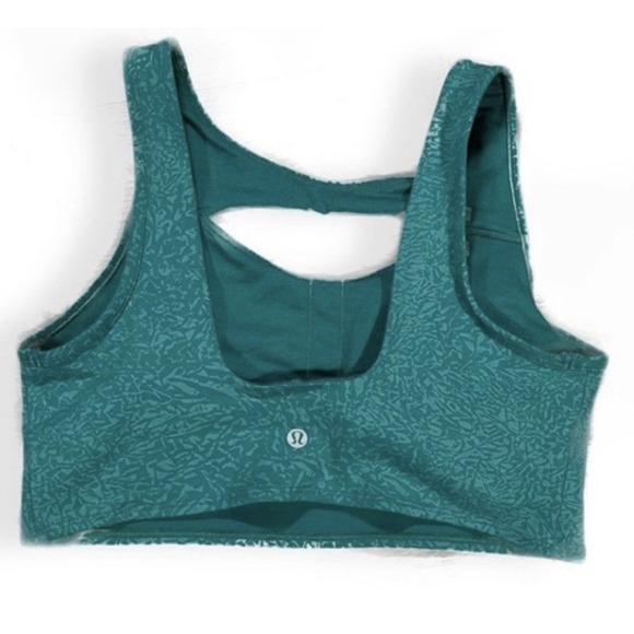 lululemon athletica Other - Lululemon Everlux Cut Out Train Bra Teal Blue Emboss Racerback Womens Size 8
